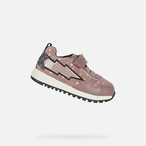 Baskets Geox Alben Bebe Rose Foncé Noir | FQIDRG397
