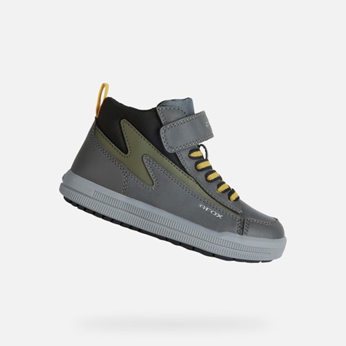 Baskets Geox Arzach Garcon Grise Foncé Vert | JCGWZK360
