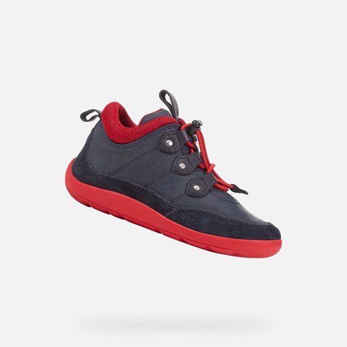 Baskets Geox Barefeel Garcon Bleu Marine Rouge | QNIKPV963