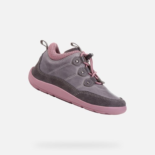 Baskets Geox Barefeel Garcon Grise Foncé Rose Foncé | NLEDBQ764
