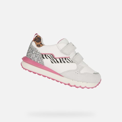 Baskets Geox Fastics Fille Blanche Fushia | RLUGHB175