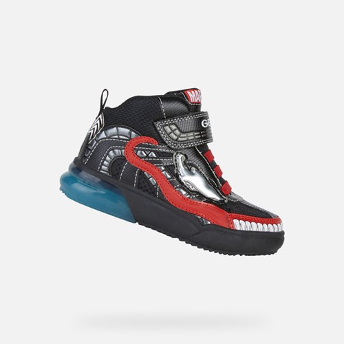 Baskets Geox Grayjay Garcon Noir Rouge | LXTKBH293