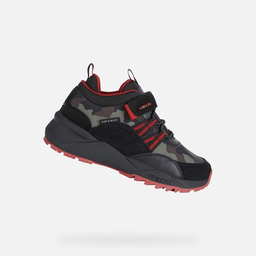 Baskets Geox Heevok Abx Garcon Noir Rouge | PSWLVI724
