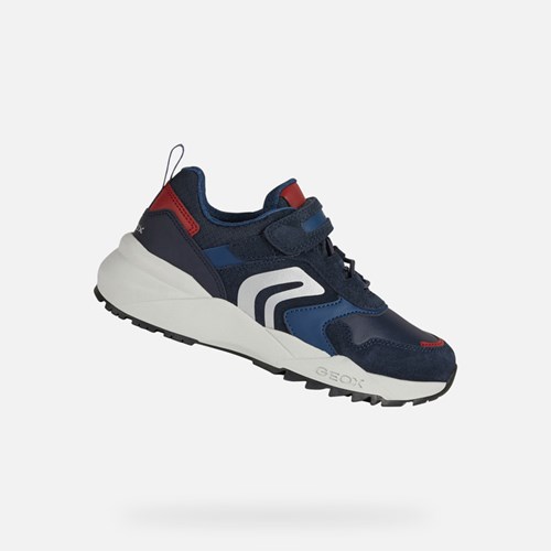 Baskets Geox Heevok Garcon Bleu Marine Rouge | OBKNVF892