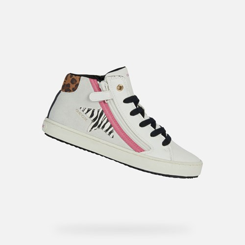Baskets Geox Kalispera Fille Blanche Fushia | LQWVYM728