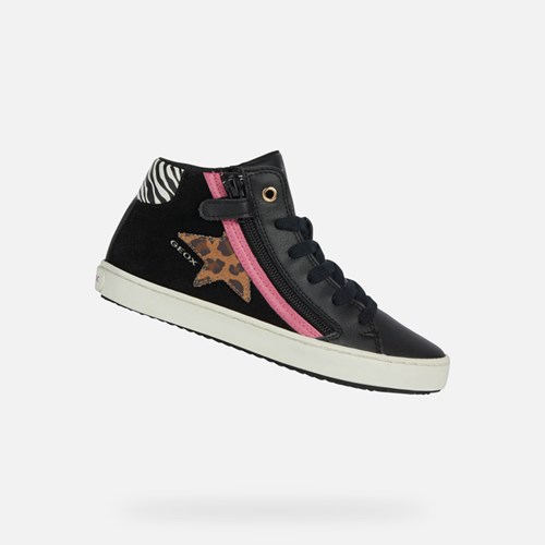 Baskets Geox Kalispera Fille Noir Fushia | TVKJZE174