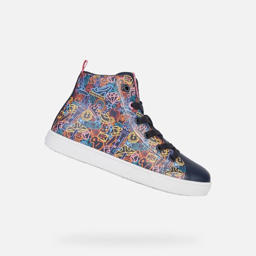 Baskets Geox Kathe Fille Bleu Marine Fushia | FPDKSL152