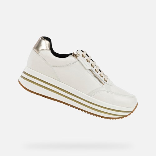 Baskets Geox Kency Femme Blanche Doré Clair | GEIRXH905