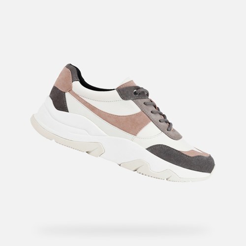 Baskets Geox Kristene Femme Blanche Rose Foncé | TNXDJL604