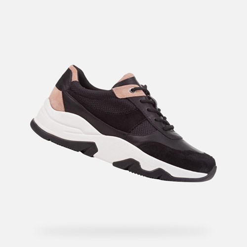 Baskets Geox Kristene Femme Noir Rose Foncé | HRAKQU012