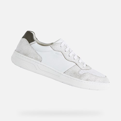 Baskets Geox Magnete Homme Blanche Vert Olive Clair Vert | JTWHON986