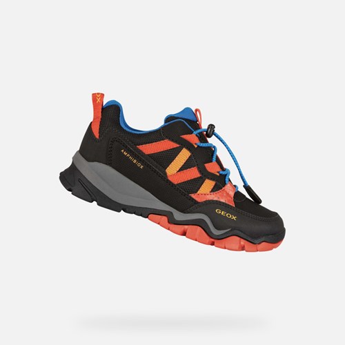 Baskets Geox Montrack Abx Garcon Noir Orange | FODPCL761