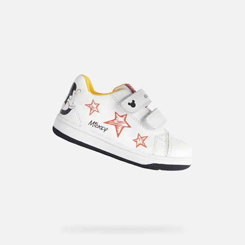 Baskets Geox New Flick Bebe Blanche Noir | JISCUP045