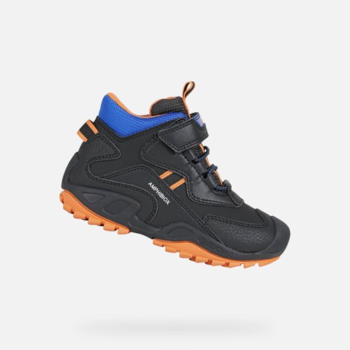 Baskets Geox New Savage Abx Garcon Noir Orange | BGNXEI906
