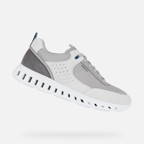 Baskets Geox Outstream Homme Blanche Grise Clair | XZBPES912
