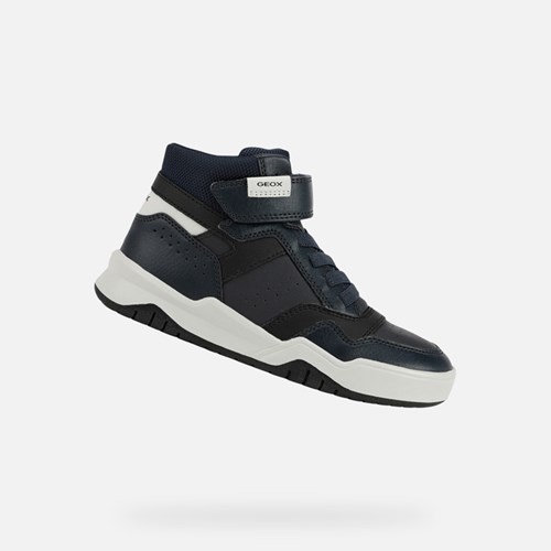 Baskets Geox Perth Garcon Bleu Marine Grise Clair | CUOBKE083