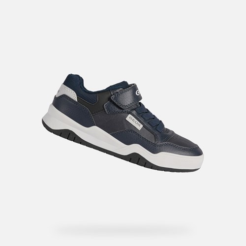 Baskets Geox Perth Garcon Bleu Marine Grise Clair | XJKZCF203