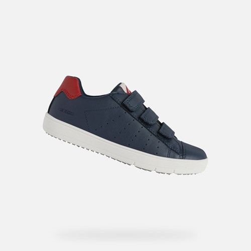 Baskets Geox Silenex Garcon Bleu Marine Rouge | NJARPM985