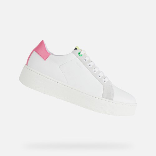 Baskets Geox Skyely Femme Blanche Fushia | OYBQNR297
