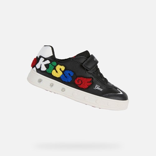 Baskets Geox Skylin Fille Noir Rouge | APTMND320