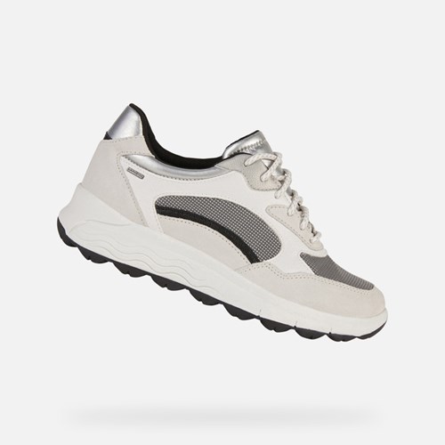 Baskets Geox Spherica 4x4 Abx Femme Blanche Grise Foncé | BXMPNO704