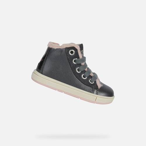 Baskets Geox Trottola Bebe Grise Foncé Rose Foncé | LRPTKC581