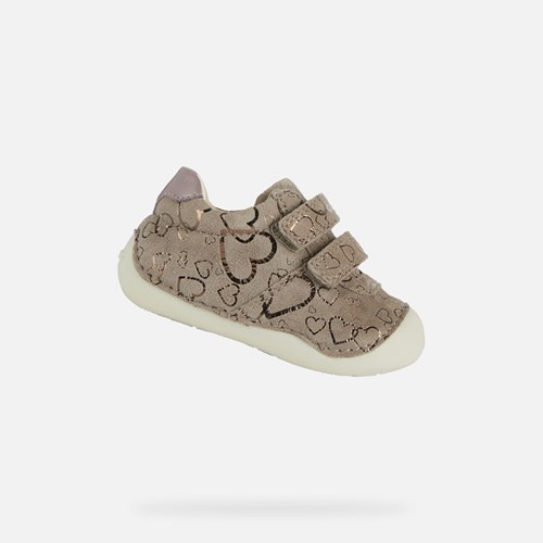 Baskets Geox Tutim Bebe Grise Rose Foncé | UQGONH473