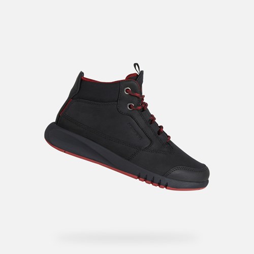 Bottes Imperméables Geox Aeranter Abx Garcon Noir Rouge Foncé | CSUNWQ524