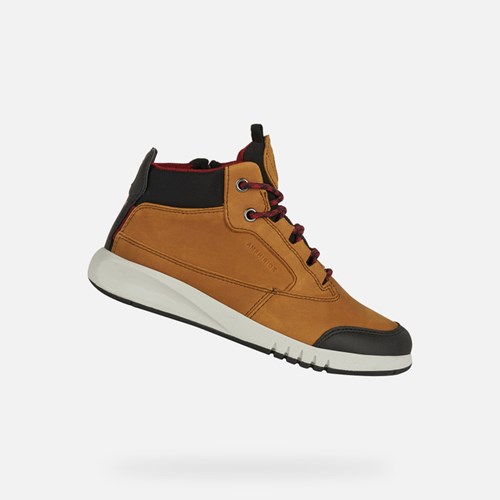 Bottes Imperméables Geox Aeranter Abx Garcon Marron Clair Rouge Foncé | KEPYTH364