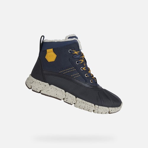 Bottes Imperméables Geox Flexyper Abx Garcon Bleu Marine Jaune | QWZLHP795