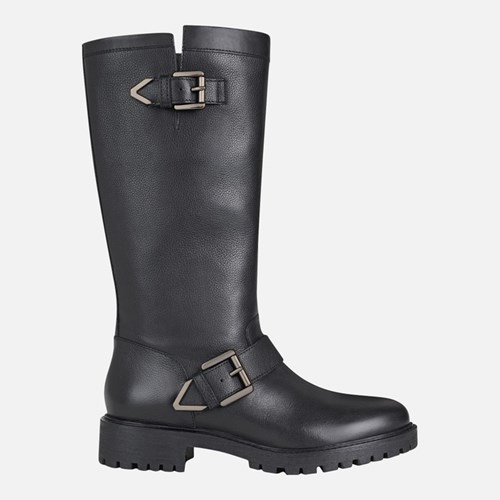 Bottes Moto Geox Hoara Femme Noir | CQVZWE532