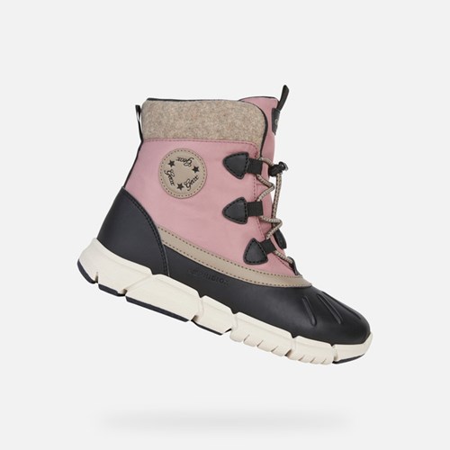 Bottines Geox Flexyper Abx Fille Noir Rose | REHSGZ083