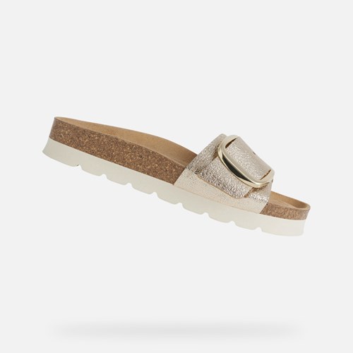 Chaussons Geox Brionia High Femme Doré Clair | IQJVSW873
