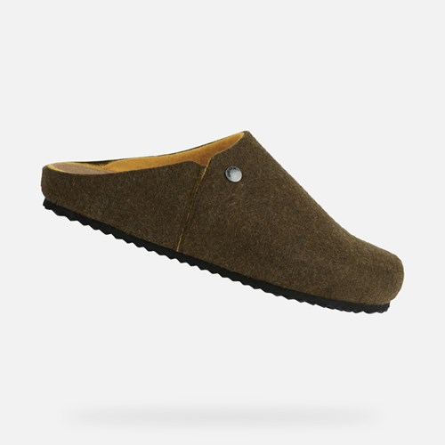 Chaussons Geox Ghita Homme Vert Olive Foncé | SMIWVR458