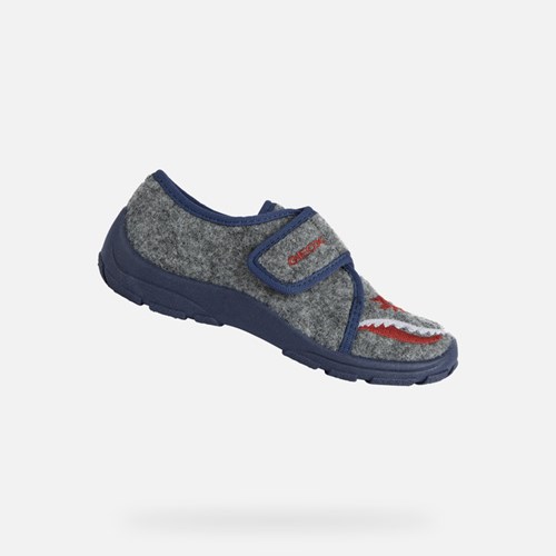 Chaussons Geox Nymel Fille Grise Bleu Marine | XEPQKT265