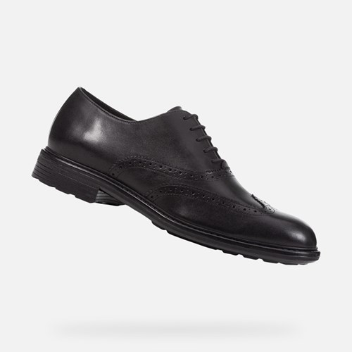 Chaussures Cuir Geox Walk Pleasure Homme Noir | FHQULZ143