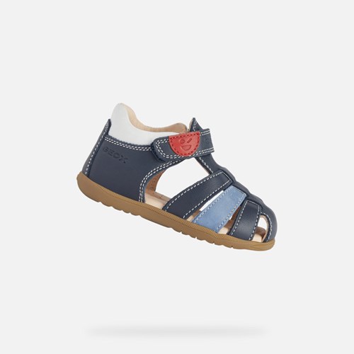 First Steps Geox Sandal Macchia Bebe Bleu Marine Blanche | TPMVNQ312