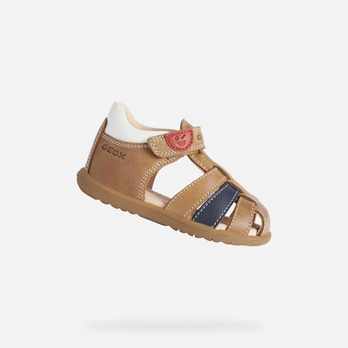 First Steps Geox Sandal Macchia Bebe Caramel | PEACUR402