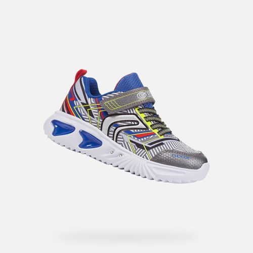 Light-up Shoes Geox Assister Garcon Grise Bleu Royal | TPLQZA653