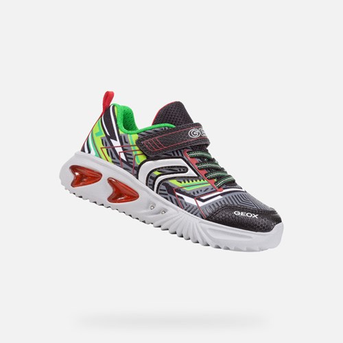 Light-up Shoes Geox Assister Garcon Noir Vert | HTWAGJ695
