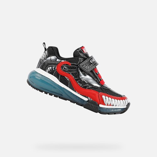 Light-up Shoes Geox Bayonyc Garcon Noir Rouge | ROFGZQ178