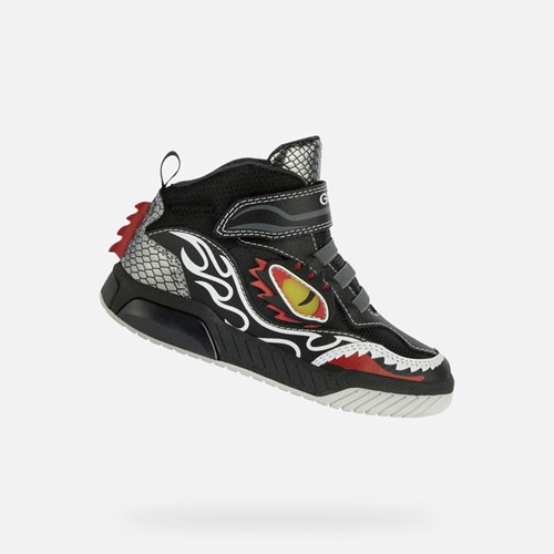 Light-up Shoes Geox Inek Garcon Noir Blanche | SVPCUI564