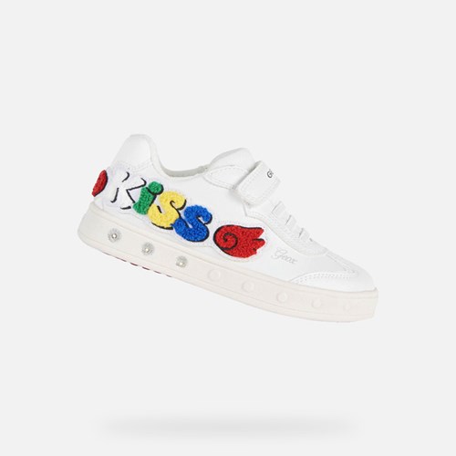 Light-up Shoes Geox Skylin Fille Blanche Rouge | EBLDFM584