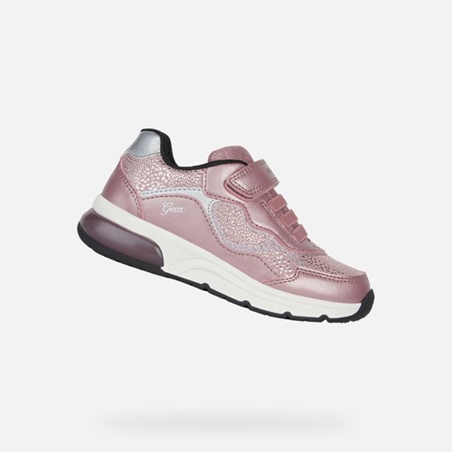 Light-up Shoes Geox Spaceclub Fille Rose Foncé Argent | ILJCAB538