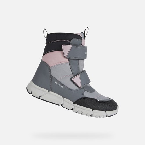 Mid-calf Boots Geox Flexyper Abx Garcon Grise Rose | HNACJR846