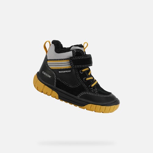 Mid-calf Boots Geox Omar Bebe Noir Jaune | OAQZWL471
