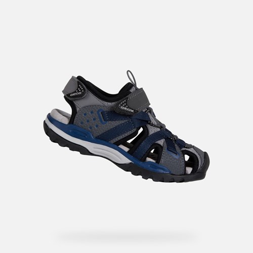 Sandales Geox Borealis Garcon Grise Foncé Bleu Marine | BAWQJG120