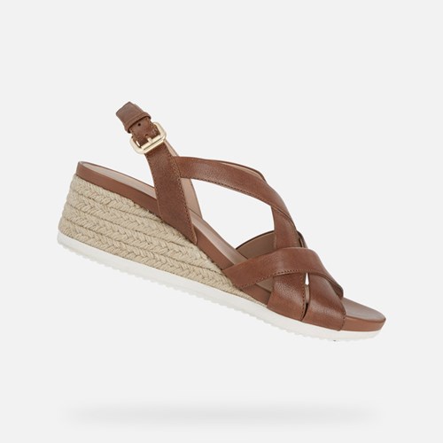 Sandales Geox Ischia Corda Femme Marron | FVHQNK348