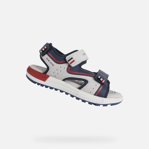 Sandales Geox Sandal Alben Garcon Grise Clair Bleu Marine | WPUVTZ504