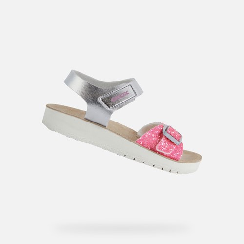 Sandales Geox Sandal Costarei Fille Argent Fushia | IFPDAN065